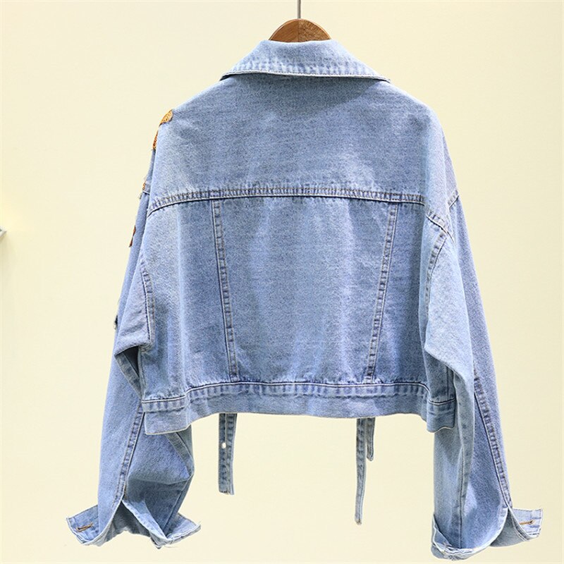 Giubbino in Jeans con ricamo e paillettes